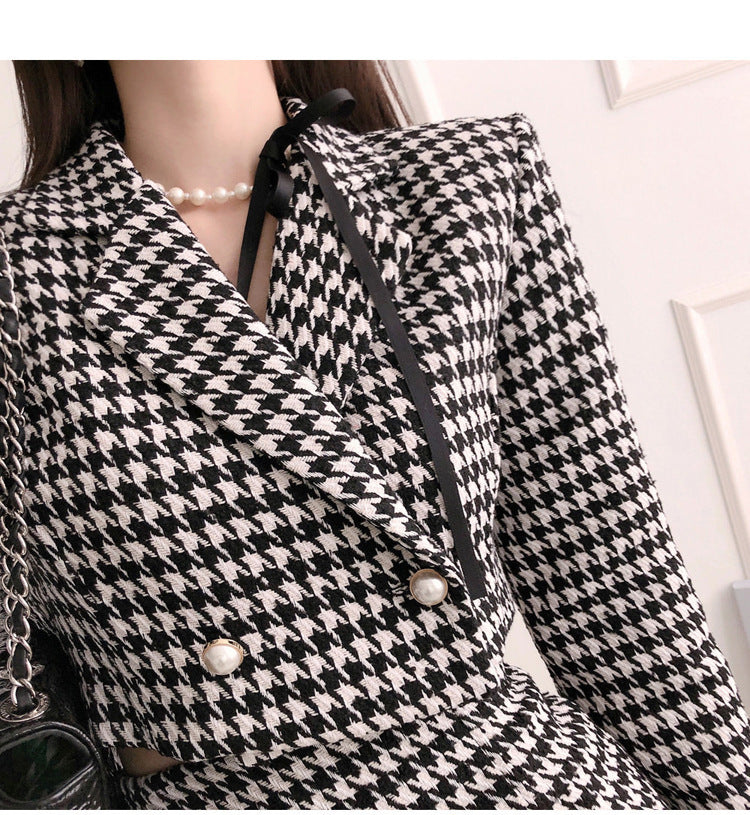 Slim Fit Hounds tooth Coat Women