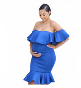 Women Elastic Pregnant Women Ruffles Dress