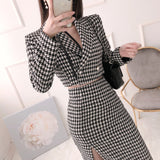 Slim Fit Hounds tooth Coat Women