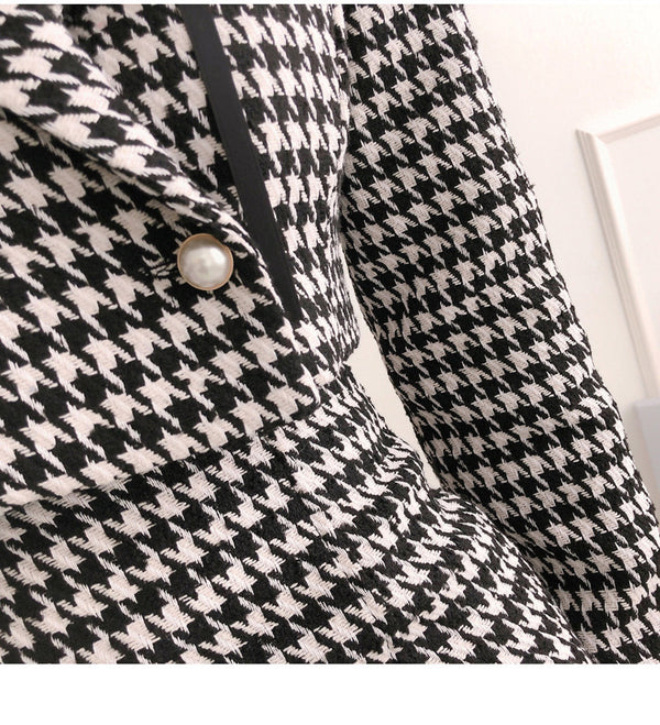 Slim Fit Hounds tooth Coat Women