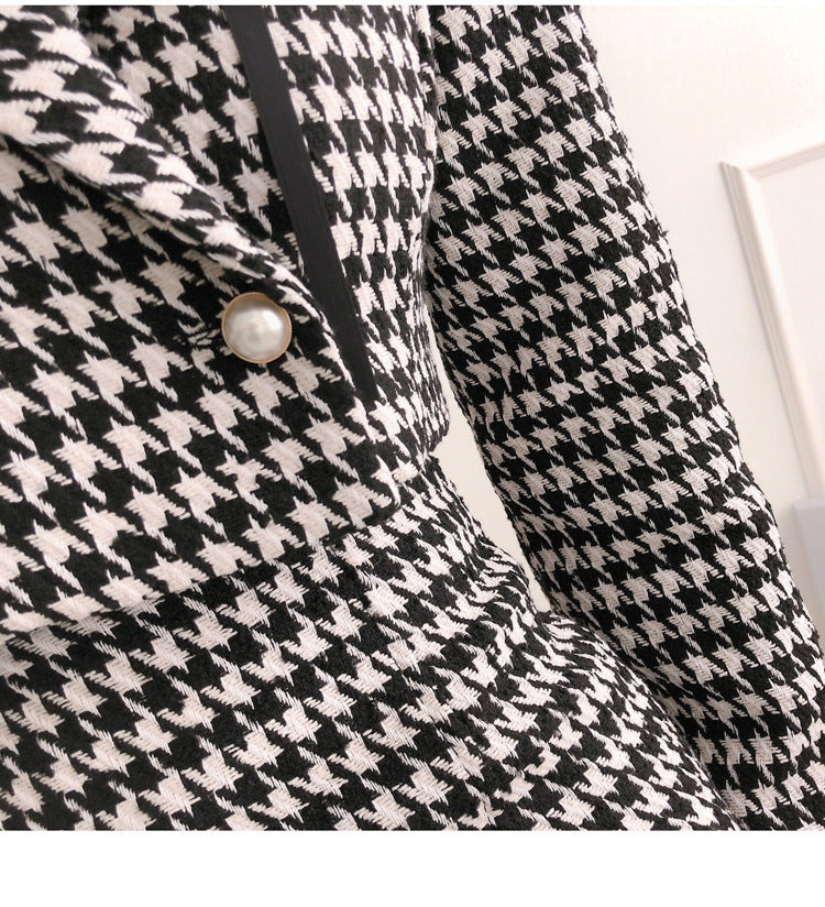 Slim Fit Hounds tooth Coat Women