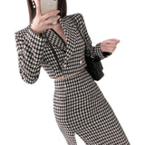 Slim Fit Hounds tooth Coat Women